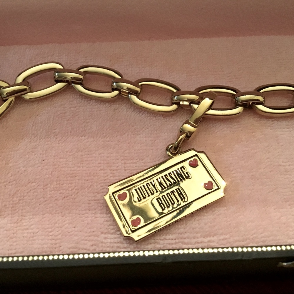 Juicy Couture Gold Toggle Bracelet w 3 JC Charms!